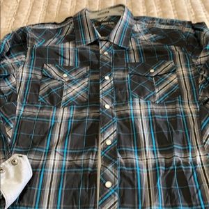 Men’s Buckle Black button down plaid shirt